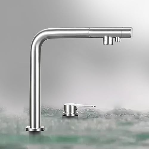 XJTNLB Vorfenster Küchenarmatur 3 Wege Wasserhahn Küche für Wasserfilter Einhebel Mischbatterie Spülarmaturen Küche für Osmoseanlage Doppelter Ausguss,Gebürstetes
