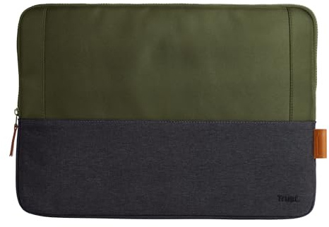 Trust Lisboa Laptophülle 16 Zoll, Laptoptasche Business Sleeve, Grün | aus Recycelten PET-Flaschen, Arbeitstasche, Tasche Herren Damen für MacBook Notebook HP Dell Asus Lenovo Reisen