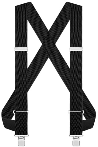 JTCMOJS Mens Suspenders Black Clip on Braces Costume 4CM Work Suspenders for Women Pants Jeans