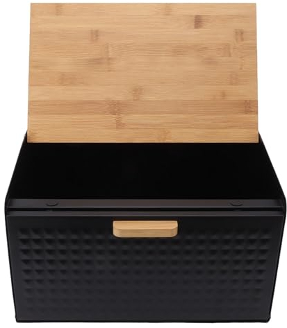 Xcello Scatola per Il Pane Vintage in Legno Portapane Elegante E Funzionale(8.5in*14.0in*7.9in-Nero)