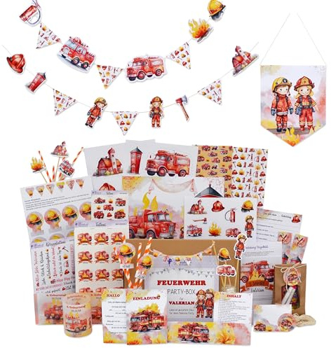 Feenstaub Kindergeburtstag Mottobox Feuerwehr, Geburtstagsdeko Set, Feuerwehr Deko, Geburtstagsdeko Feuerwehr, Feuerwehr Set Kinder, Party Set, Kindergeburtstag Feuerwehr, Feuerwehr Party