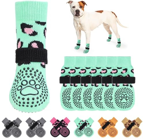 KOOLTAIL rutschfeste Hundesocken,doppelseitige Griffe,Hundesocken zum Lecken, um Kratzer auf Hartholzböden zu verhindern,Outdoor-Hundeschuhe und Pfotenschutz für kleine, mittelgroße und große