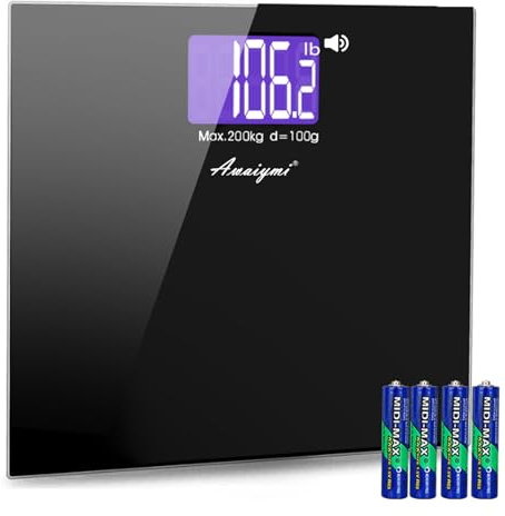 Awaiymi 440 lb Large LCD Screen Talking Scales for Body Weight,Loud and Clear Voice Talking Scales for Visually Impaired, Talking Bathroom Scale, Includes Batteries & Anti Slip Pad