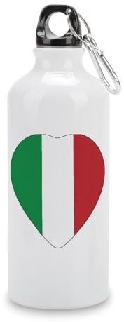 Guangpat Heart Italy Wasserflaschen mit Italien-Flagge, isolierte Edelstahl-Wasserflaschen, 590 ml, tragbar, auslaufsicher, Fahrrad-Trinkflasche für Sport, Reisen