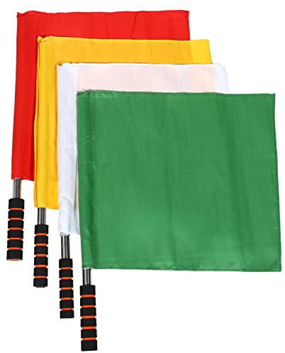 Gogogmee 4stücke Schiedsrichterflaggen Fußball Flaggen Handflaggen Signalflaggen Spielflaggen Für Schiedsrichter Spiele Training Sport Fußball Rugby Feldhockey