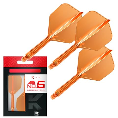 Target Darts K Flex Integrerade Dart och Dartstänger, No.6 Orange (mellanliggande) | 3-pack K-Flex - No.6, Kflex Dart med flik och stång i ett stycke