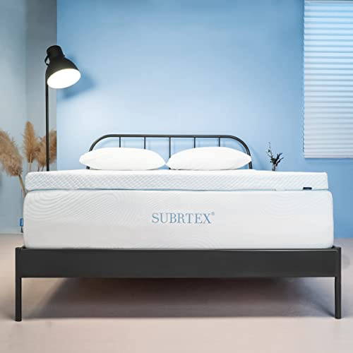 Subrtex 3 Inch Gel-Infused Memory Foam Mattress Topper High Density Cooling Bed Topper Pad Removable Fitted Cover CertiPUR-US Certified (King)