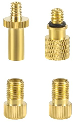 Gosknor 4stk Presta Schrader Fahrradventil Adapter Set, Messing Fahrradpumpenadapter Inkl FV/AV AV/EV EV/FV-Adapter Luftpumpen-Zubehörset für Fahrrad Ball Schwimmring