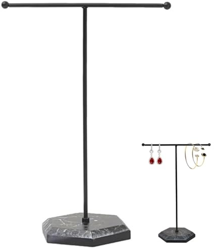 JJiaoLinin Schmuck Organizer, Schmuckständer, Metall-Schmuckständer, Metall T-Bar Schmuckhalter, T-Stange, Halskettenhalter, Für Halsketten, Armbänder, Ohrringe, Ringe, Uhren Usw(Schwarz)