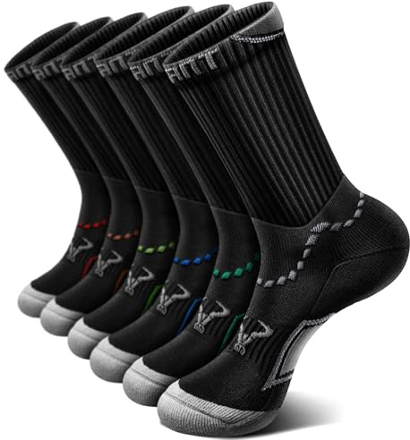 BULLIANT Calcetines Hombre 6 Pares, Calcetines Compresión Atléticos Acolchados para Hombres Deportes Correr Senderismo Pesca Soporte de Arco(6Pares,43-46)