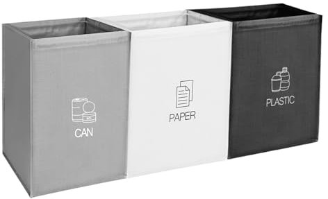 DMJJSD Reusable Recycling Bins 3Packs Recycling Bags with Handle Waterproof Recycling Bin Bags Recycle Bin Bags Set Woven Waste Bins bag Recycling Box for Kitchen Home Office Recycling Bags