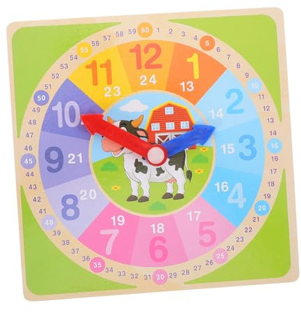 TOBBOMEY Junge Mädchen Lernuhr Aus Holz Mit Bunten Zahlen Praktische Uhr Zum Zeitlernen Für Kleinkinder Pädagogisches Spielzeug Logik Kommunikation Und Zahlenverständnis