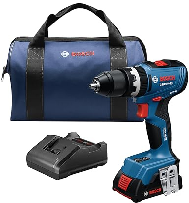 BOSCH GSB18V-65B12 1/2 In. Brushless Hammer Drill/Driver Kit - 575 In.-Lbs. Max Torque, Switchable KickBack Control, Rapid Mode Selector, Dual LED Worklights, Battery and Charger Kit Included