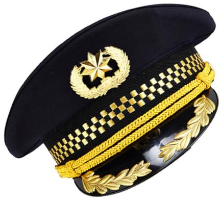 BESPORTBLE Schwarze Uniformmütze aus Baumwolle mit Großem Schirm Leichte und Bequeme Kapitänsmütze für Rollenspiele und Airline Stewardess Kostüm
