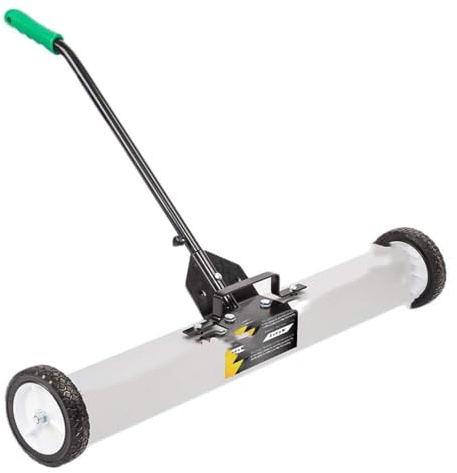 Balayeuse magnétique roulante de 18 Pouces | Capacité de 55 LB, avec loquet à dégagement Rapide et Long Manche réglable, pour la Collecte de Clous, Aiguilles et vis,01,24 inches
