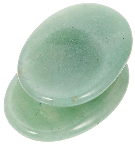 SOIMISS 2Pcs Natural Green Aventurine Thumb Stone Mini Portable Massage Scraping Plate for Face Neck Hand Stress Relief Pressure Point Therapy Tool