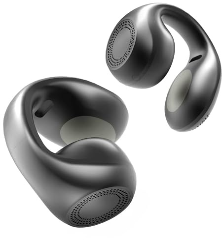 King Lucky Écouteurs à clipser sans fil Bluetooth 5.4 - Écouteurs ouverts IPx5 - Anti-poussière - 45 heures d'autonomie - Coussinets confortables à coussin d'air - Double connexion - Pour le sommeil