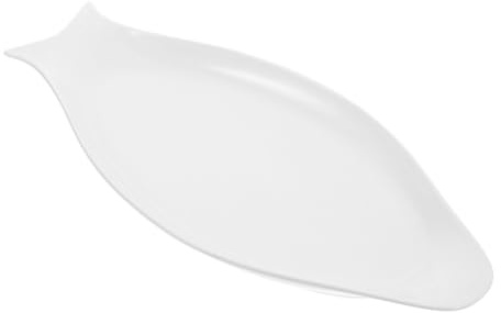 NUOBESTY Plat de Service Ovale Céramique Blanc Sculpté Assiette Poisson pour Fruits de Mer et Cuisine Plateau de Rangement Pratique