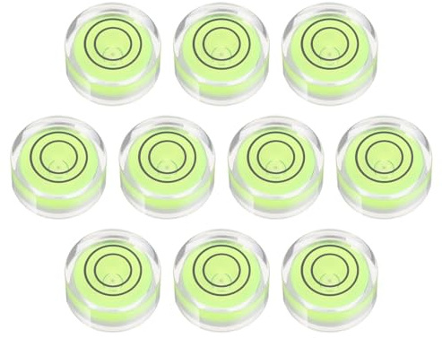 PATIKIL 10 piezas de nivel de burbuja redondo de 20 x 9 mm, mini diana circular, herramientas de diseño de medición para nivelar cámara, trípode, telescopio, taller, marco de fotos, color verde