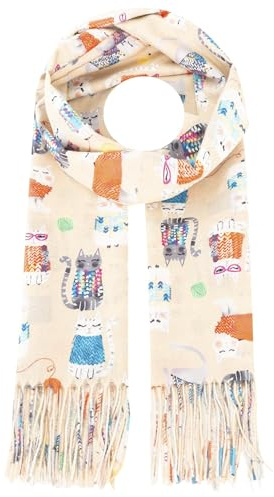 Zwillingsherz Damen Schal Damen Hund Katze Muster Trend flauschiger Frauenschal Accessoire Schals und Tücher modischer Begleiter