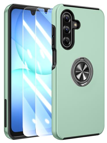 Doeshine for Samsung Galaxy A17/A26 Case, 2 Screen Protector, Light Green | with 360° Rotate Ring Kickstand, Full-Body Rugged Shockproof Military Drop Protection Case for Galaxy A17/A26