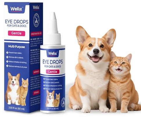 Wellix Dog & Cat Eye Drops for Infection - Dog Tear Stain Remover - 60ml