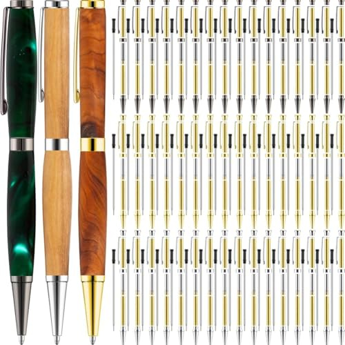 Wesafrae Kit de 60 Bolígrafos Giratorios para Torneado de Madera, Bolígrafo Delgado de 7 mm, A Granel con Paquete de Repuesto para Proyectos de Torneado Madera, Manualidades y Regalos.
