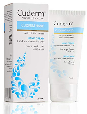 Cuderm Hand Cream 75ml (Alcohol Free) Fast Absorbing Moisturiser for Dry Skin, Eczema on Hands | Hypoallergenic | Vegan | Unscented | Steroid Free