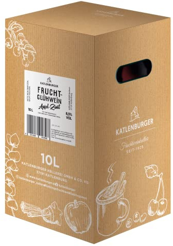 KATLENBURGER - Apfel-Zimt Fruchtglühwein | Fruchtiger Glühwein aus Fruchtwein, Apfelsaft und Glühweingewürz. Bring das Weihnachtsmarkt-Ambiente zu dir nach Hause. Inhalt: 10L Bag in Box und 8,5% vol.