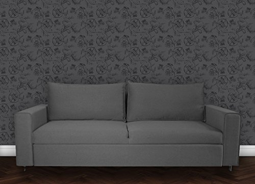 Edle Barock Tapete mit üppigem floralem Muster in grau - Vlies Tapete Ornamente - Klassische Wanddeko - GMM Design Tapete - Wandtapete - Wand Dekoration für edle Wohnakzente (H: 3m B: 46,5cm)