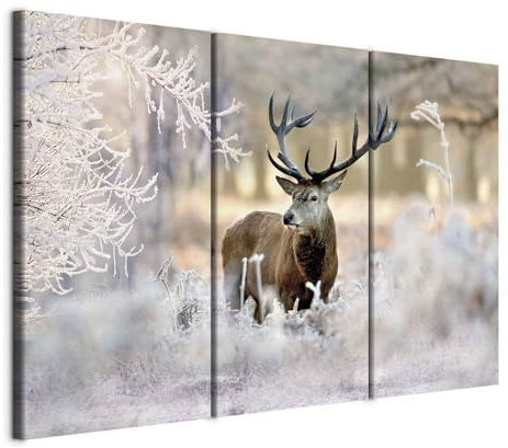 murando - Leinwandbild Natur Winter, 120x80 cm, 3-teilig, Schlafzimmer | Hochwertige Leinwand, sofort aufhängbar, ideal fürs Wohn- oder Schlafzimmer, wasserfest und lichtecht, langlebig, stilvoll