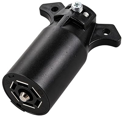 NEW SUN® Superior 7 Pin Trailer Plug, RV-Style 7 Way Flat Blade Connector Made by Cooper & Silver Color Plated, Heavy-Duty, Weatherproof & Anti-Rust Reliable 7 Prong Trailer Wiring Tow Plug