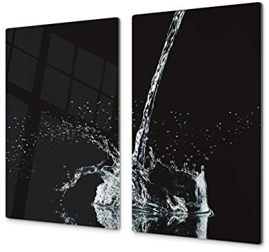 Tagliere in VETRO temperato – Proteggi-piano di lavoro e spianatoia – Copri-piano cottura – pezzo UNICO (60x52cm) o DUE pezzi (30x52cm ognuno); D02 Serie Acqua: Acqua 10