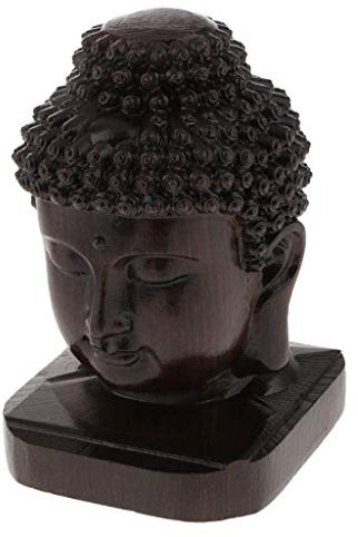 Tubayia Holz Buddha Kopf Figur Statue Feng Shui Deko Handwerk für Haus Tisch Ornament