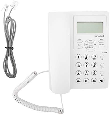 Garsent Schnurgebundes Telefon, DTMF/FSK Systeme Tisch Schnurtelefone mit Anrufe ID Display für Büro Zuhause(weiß)