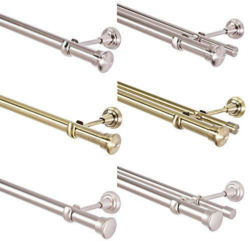 MDEKOR - Asta per tenda 25 mm, a due vie: acciaio INOX, cromato opaco, oro anticato, 120-600 cm, alta qualità (oro anticato, 1 binario, 120 cm)