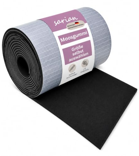 sarian Moosgummi Schaumstoff Dichtband selbstklebend EPDM mit Klebeschicht | Moosgummistreifen mit einseitiger Klebeschicht bis 10m Länge und bis 10mm Stärke – Größe individuell auswählbar