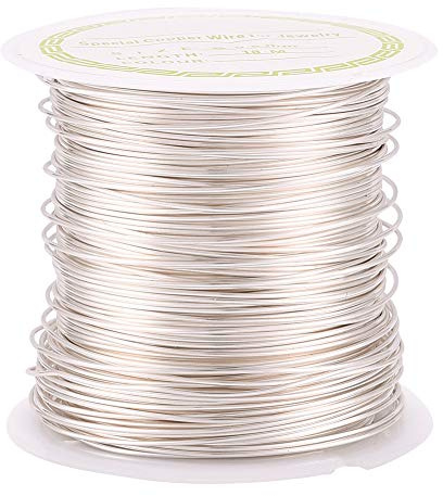Beadthoven Kupferdraht, 0,6 mm, anlaufgeschützt, 18 m, biegbare Metalldrähte, Silber, für Schmuckverpackung, Perlenstickerei, Skulptur, Handwerk