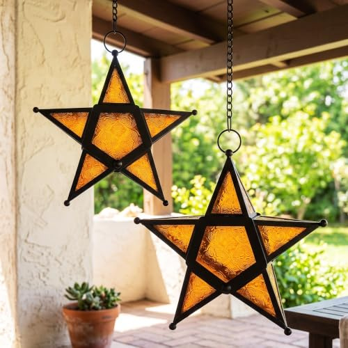 Vela Lanterns Deko-Laternen Stern Kerze Laternen Bernstein 2 Stück