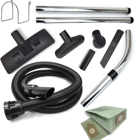 Vacuum Hose Tool Kit for Numatic Henry, Hetty, James, Edward & Harry - 2.5m Hose, Chrome Extensions, Adjustable Handle, and Various Cleaning Attachments