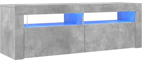 vidaXL TV Schrank mit LED-Leuchten Lowboard Fernsehschrank Fernsehtisch Sideboard HiFi-Schrank TV Möbel Tisch Board Betongrau 120x35x40cm