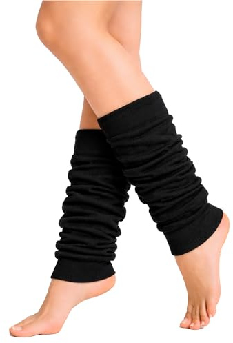 The Fancy Dress Angies Fashion Luxurious Ladies 80's Dance Plain Ribbed Leg Warmers Neon Leg warmers in Hot Pink 12 Colours (Black)
