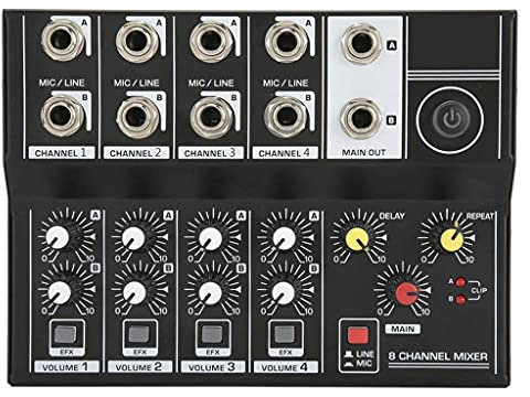 HMTE Mezclador De Sonido De Audio Estéreo Portátil De 8 Canales DJ Micrófono Amplificador Consola Mesa De Mezclas