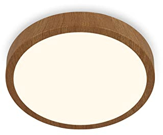 Briloner - Plafoniera LED, Lampadario effetto legno, Luce bianca calda, pannello led in legno, Diametro 280 x 40 mm
