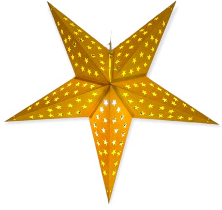 YEPSIO Papierstern-Laterne, Lampenschirm, Papier, Stern, groß, 60 cm, Stern, hängende Dekorationen für Weihnachten, Hochzeit, Heimdekoration, Geburtstagsparty (gelb)