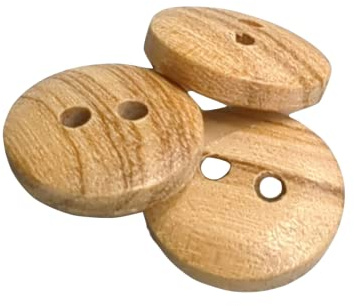 BOTIBOTON - 50 holzknoepfe - knöpfe fur kinder - kinderknöpfe groß und kleine holz knopf - 2 Löcher - WENDBAR - Gewachstes Olivenholz - Annähen - Hergestellt und versandt aus SPANIEN (10 mm)