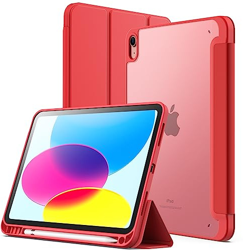 JETech Matte Hülle für iPad (A16) 11./10. Gen, Wassermelone | Für 2025/2022 Modell, Matte Transluzent Rückseite, Stifthalter, Schlankes Ständerdesign, Anti-Fingerabdruck