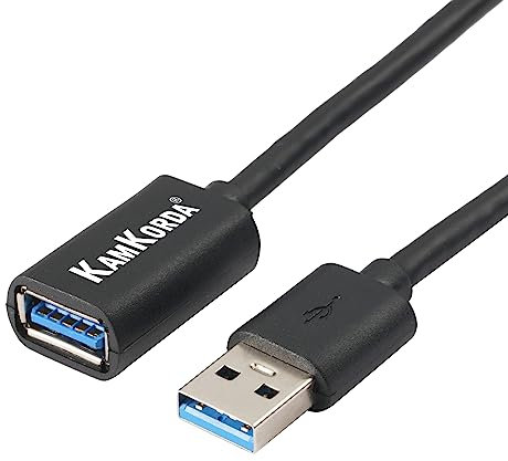 KamKorda 2m USB 3.0 Extension Cable | High-Speed 5Gbps Male to Female USB Extension Lead for Computers, Hubs, Printers & More | Durable Black Cable
