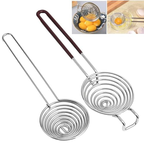 2 Piezas Separador de Huevos de Acero Inoxidable Con Asa Largo, Apto para Lavavajillas - Herramienta de Cocina para Claras y Yemas, Utensilios para Hornear