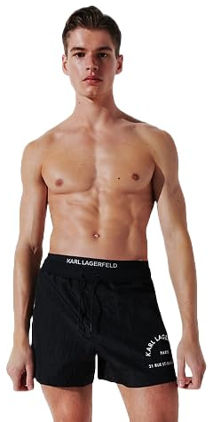 KARL LAGERFELD Korta boardshorts W/elastisk, svart, XL, svart, XL